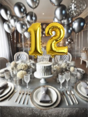 Feyza Design Sarı Renk 12 Rakamlı Folyo Balon 40 Inç - Doğum Günü ve Etkinlikler