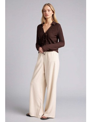 DeFacto Wide Leg Keten Karışımlı Pantolon E1981AX26SM