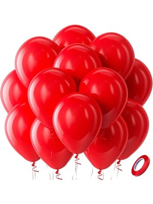 Feyza Design 75 Adet Kırmızı Renkli Metalik Balon - Parti Malzemeleri