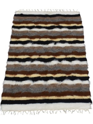 Zehra Abla Halı Yeni El Dokuma Benzersiz Naturel Tiftik Yün Siirt Battaniyesi Kilim 7071