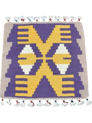 Zehra Abla Halı Yeni El Dokuma Kare Köşe Sandalye Minderi Pınarbaşı Kayseri Yün Kilim 7073