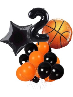 Feyza Design Mavi Şişirilebilir Mini Parti Basketbol Balon Seti