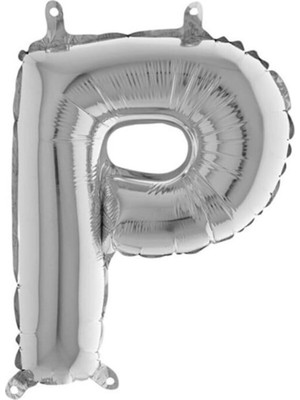 Feyza Design Gümüş Renkli 100 cm P Harfi Folyo Balon Doğum Günü Dekorasyonu