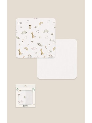 Bistyle 2li Müslin Battaniye In The Zoo Kutulu 70153 75X75CM Beyaz