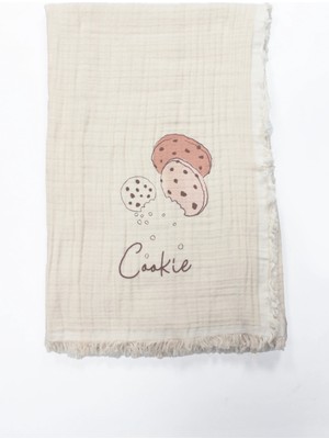 Bistyle Müslin Battaniye 100X200  Cookies Make Happy 70158 Ekru
