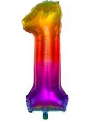 Feyza Design 40 Inch 100 cm White Rainbow Foil Number Balloon Set