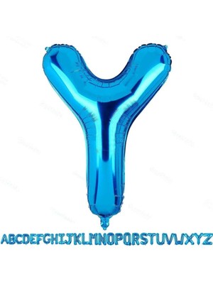 Feyza Design Fırsat Ayı 1 Metre Mavi Y Harfi Folyo Balon Doğum Günü Dekoru