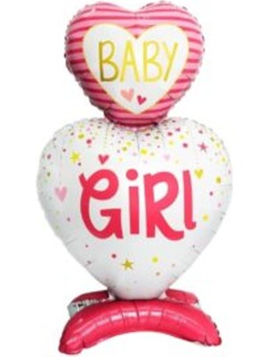 Feyza Design Ayaklı Pembe Folyo Balon, Partiler Için Eğlenceli Dekorasyon