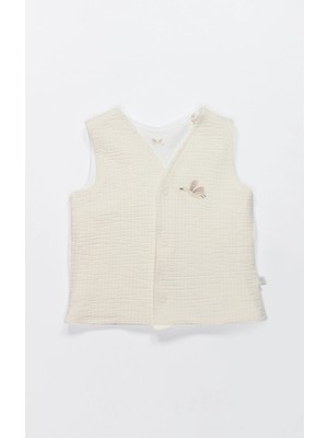 Bistyle Yelek Çift Taraflı Love You Smile 18115 Ekru