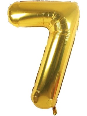 Feyza Design Balon 7 Rakamı 100 cm Gold Altın Büyük Boy 40 Inç Yedi Rakam Folyo Balon