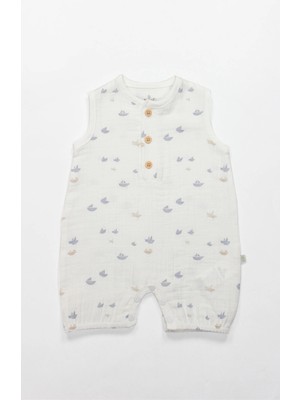 Bistyle Tulum Şort Müslin Little Boats 15144 Ekru