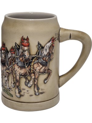 Hasyılmaz Vintage Tankart Kabartmalı At Arabası Fıçı Figürlü Alman Seramik Bira Bardağı 14CM 002