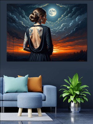 Tablomega Balkonda Gün Batımını Izleyen Kadın Dekoratif Kanvas - Mdf Ahşap Tablo