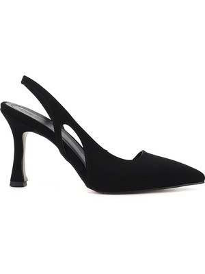 GÖNDERİ Kadın Siyah İnce Topuklu Arkası Açık Ayakkabı