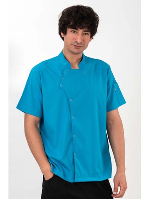 Etifa Tekstil Profesyonel Aşçı Ceketi Likralı Soft Kumaş Rahat Kalıp Şef Mutfak Üniforması Turkuaz