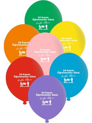 Feyza Design Öğretmenler Günü Baskılı Balon 50 Adet Çok Renkli Parti Malzemeleri