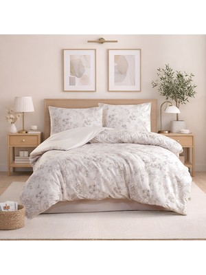 Pamuksu Markalı Çiçek Desenli Çift Kişilik Nevresim Takımı | Lastikli Çarşaflı | 100% Pamuk - Kutusuz