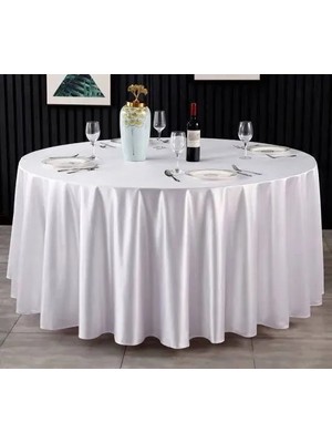 Ayzen Home Yuvarlak Masa Için Saten Masa Örtüsü 190 x 190 cm Çapında