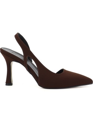 Gönderi® Kadın Kahverengi İnce Topuklu Arkası Açık Ayakkabı