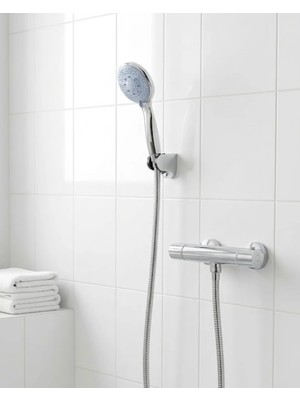 Nuveden Ieg™ 4 Kademeli Mavi Duş Seti El Duşu Başlığı Spiral Hortum ve Duvar Askısı NVDN-TKNRS34