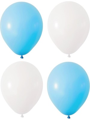 Feyza Design Yüksek Kaliteli Mavi ve Beyaz Pastel Lateks Balonlar - 30 Adet