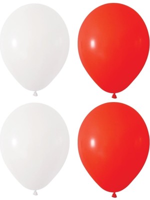 Feyza Design Kırmızı ve Beyaz Renk Pastel Lateks Balon 35 Adet