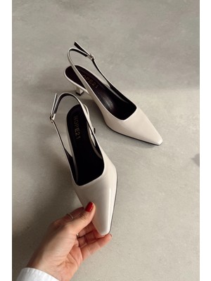 Nope21 Jüliet Bej Hakiki Deri Stiletto