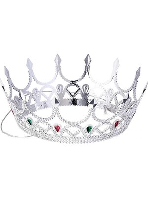 VeraGlobe Buğz Taşlı Rönesans Kraliyet Gümüş Renk Kraliçe Tacı