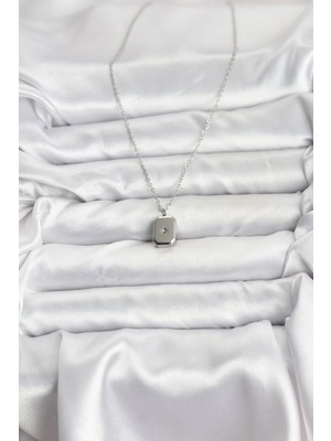 VeraGlobe Buğz 316L Çelik Zincir Gümüş Renk Minimal Kutup Yıldızı Model Kadın Kolye - Buğz