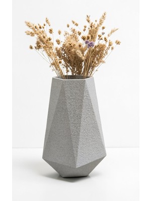 Geometrik Dekoratif Vazo – Mermer Beyaz Modern Masa ve Salon Dekoru | Şık Tasarım Vazo