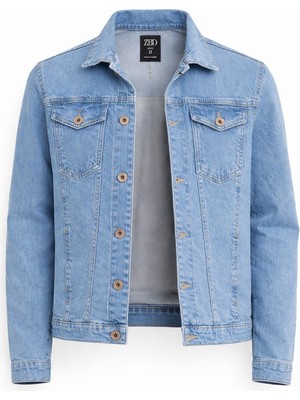 Zbd Erkek Jean Denim Standart Kalıp Cepli Düğmeli Kot Ceket 7590