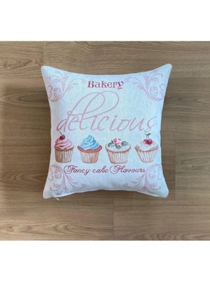 Believe Belıeve Cupcake Jakarlı Dokuma Goblen Dekoratif Kırlent Kılıfı 45*45