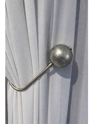 Semra Perde Açık Gri Küre Perde Tutucu – Ipli, Duvar Delmeden Kullanılan Dekoratif Perde Toplama Aparatı Hayalet Perde Tutucu Rensoaç