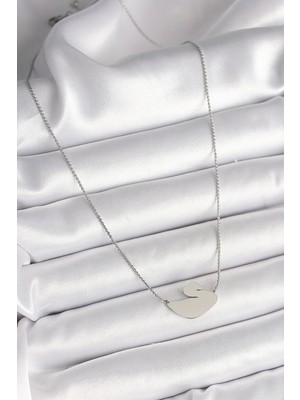 VeraGlobe Buğz 316L Çelik Gümüş Renk Zincir Kuğu Model Kadın Kolye - Buğz