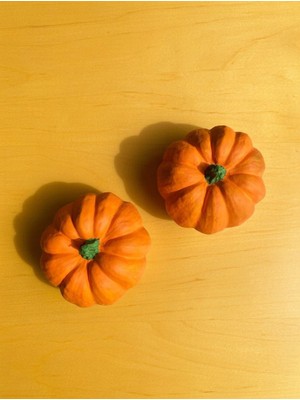 Tilekey Seramik Ikili Balkabağı Dekor – Taş Tozu Dekoratif Kabak Seti | Sonbahar Masa Üstü Ev Dekoru