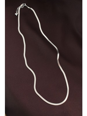 VeraGlobe Buğz 316L Çelik Gümüş Renk 60 cm Italyan Zincir Kolye - Buğz