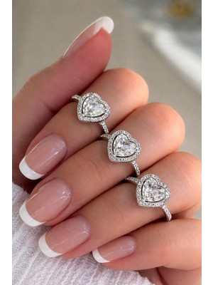 Alvo Store Buğz Kalp Taşlı Kararmaz Kaplama Yüzük Model 1 –  Zirkon Taşlı Parlak Tasarım | Şık Kadın Yüzüğü