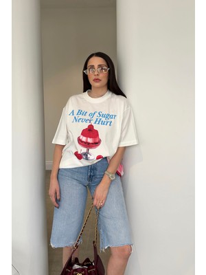 Magarde Premium Yeni Sezon Baskılı T-Shirt- Ekru