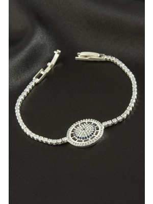 Zero Land Drnds Yuvarlak Zirkon Taşlı Çocuk Bileklik 16 cm - Gümüş Rengi