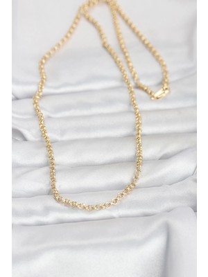 VeraGlobe Buğz cm 14K Gold Renk Halka Zincir Model 60 cm Kadın Kolye - Buğz