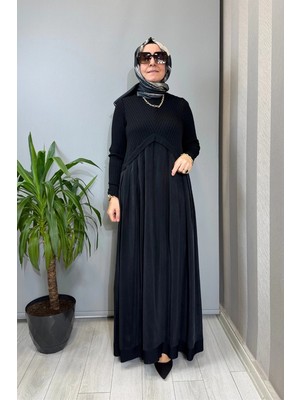 Miss Dalida Triko Cupro Elbise Siyah T26Y-4001