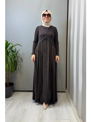 Miss Dalida Triko Cupro Elbise Kahve T26Y-4001