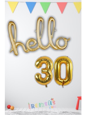 Feyza Design 30 Yaş Doğum Günü Altın Folyo Balon Seti - 10 Adet