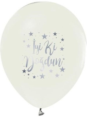 Feyza Design Iyi Doğdun Krom Baskılı Beyaz Balon 15 Adet - Hobi ve Parti Malzemeleri