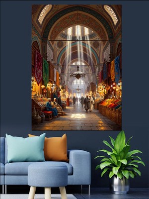 Tablomega Tarihi Kapalı Çarşı Koridoru Manzarası Dekoratif Kanvas - Mdf Ahşap Tablo