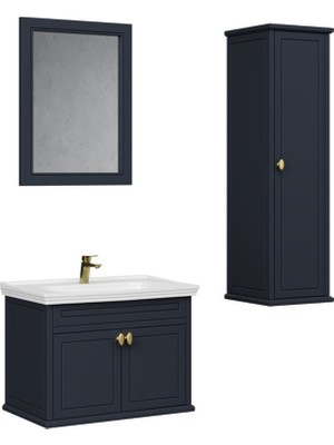 Creavit Antik Kapaklı 80 cm Antrasit Lavabo Dolabı Seti