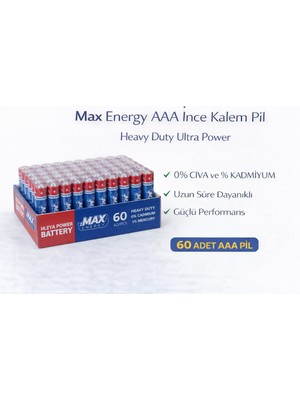 Sylar Max Energy Aaa Ince Kalem Pil 1.5V R03 Heavy Duty Ultra Power 4 Lü 15 Paket