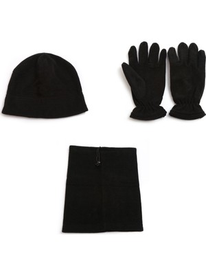 Single Sword Askeri Siyah 3'lü Polar Bere,boyunluk,eldiven Seti