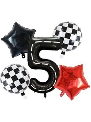 Feyza Design Yarış Temalı Doğum Günü Balon Takımı 1 Yaş - Çok Renkli