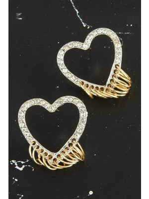 İsmiyle Al Halkalı Kalp Yeni Sezon Taşlı Küpe